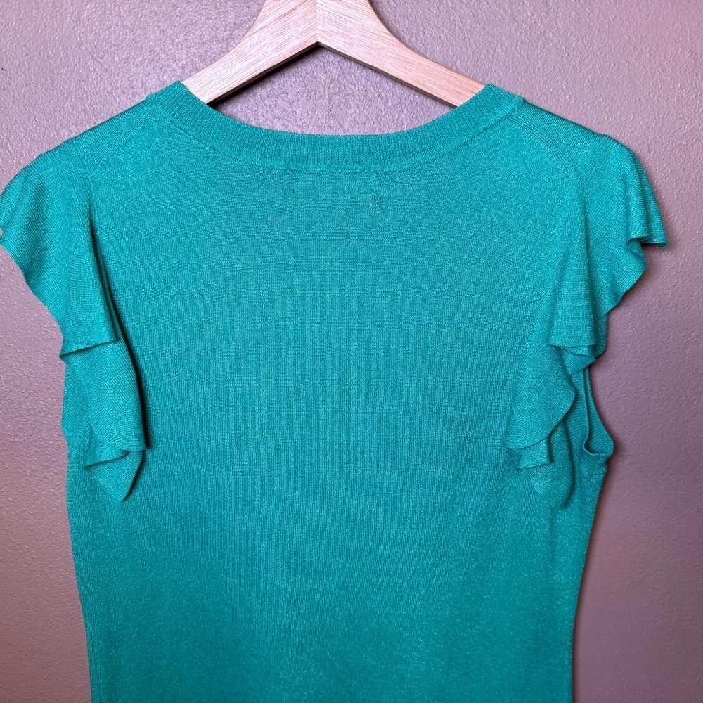 Banana Republic Sleeveless Ruffle Sweater Short Sleeve Green Top Size Medium - Picture 9 of 15
